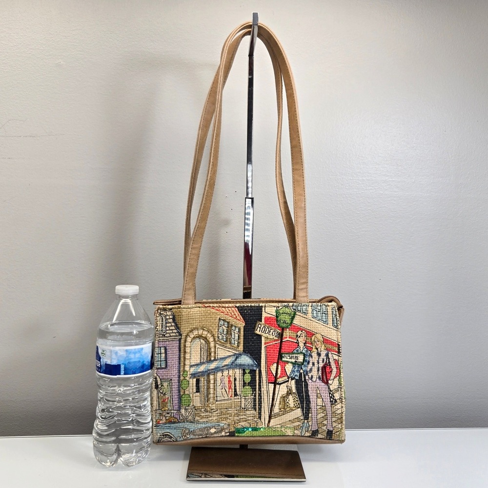 Vintage Y2K Frankie & Johnnie Shoulder Bag Small Beverly Hills Beaded Tapestry